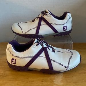 Foot Joy FJ M Project Spikeless White Purple Golf Shoes Womens Size 8.5